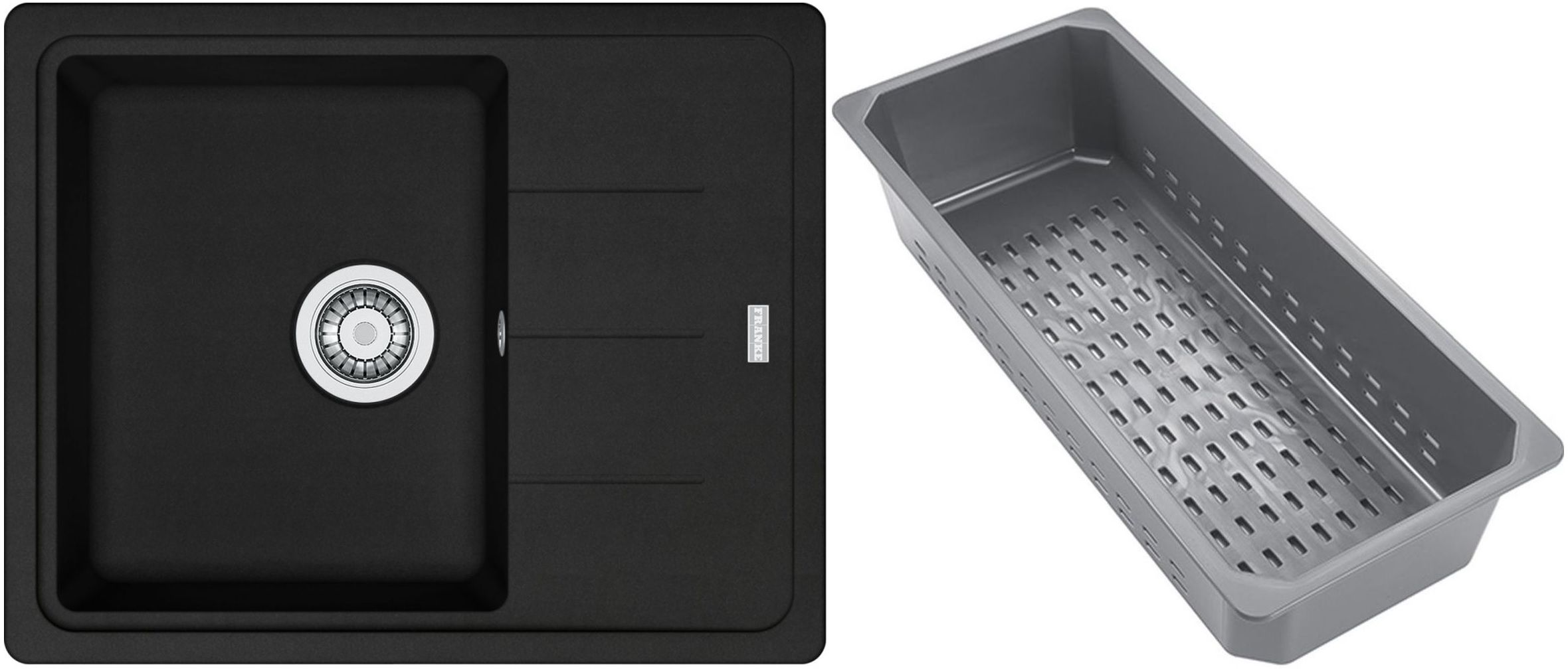 Franke Basis fregadero de granito con bandeja escurridora 62x50 cm negro 114.0741.958