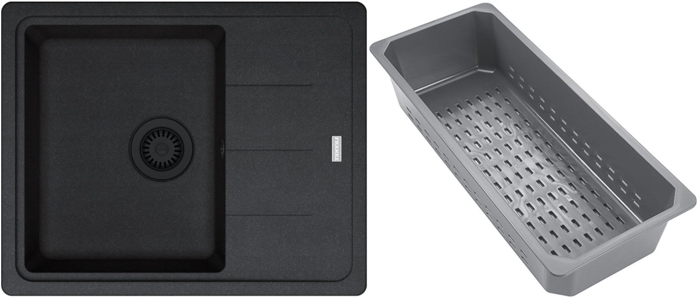 Franke Basis fregadero de granito con bandeja escurridora 62x50 cm gris/grafito/ónix 114.0743.083
