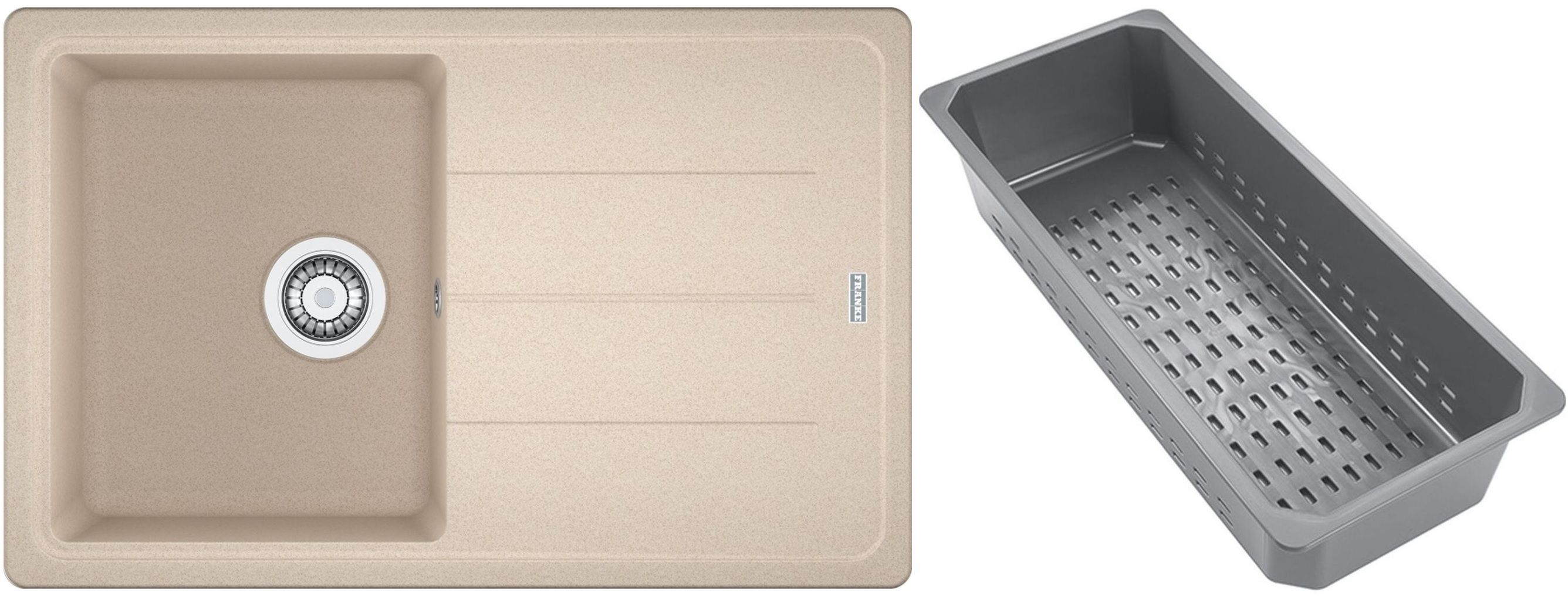 Franke Basis fregadero de granito con bandeja escurridora 78x50 cm beige 114.0741.960