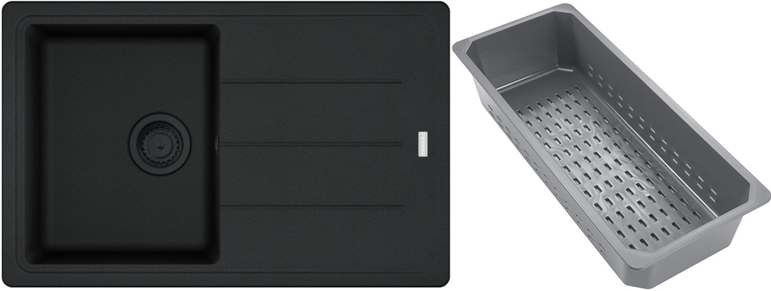 Franke Basis fregadero de granito con bandeja escurridora 78x50 cm negro 114.0741.964