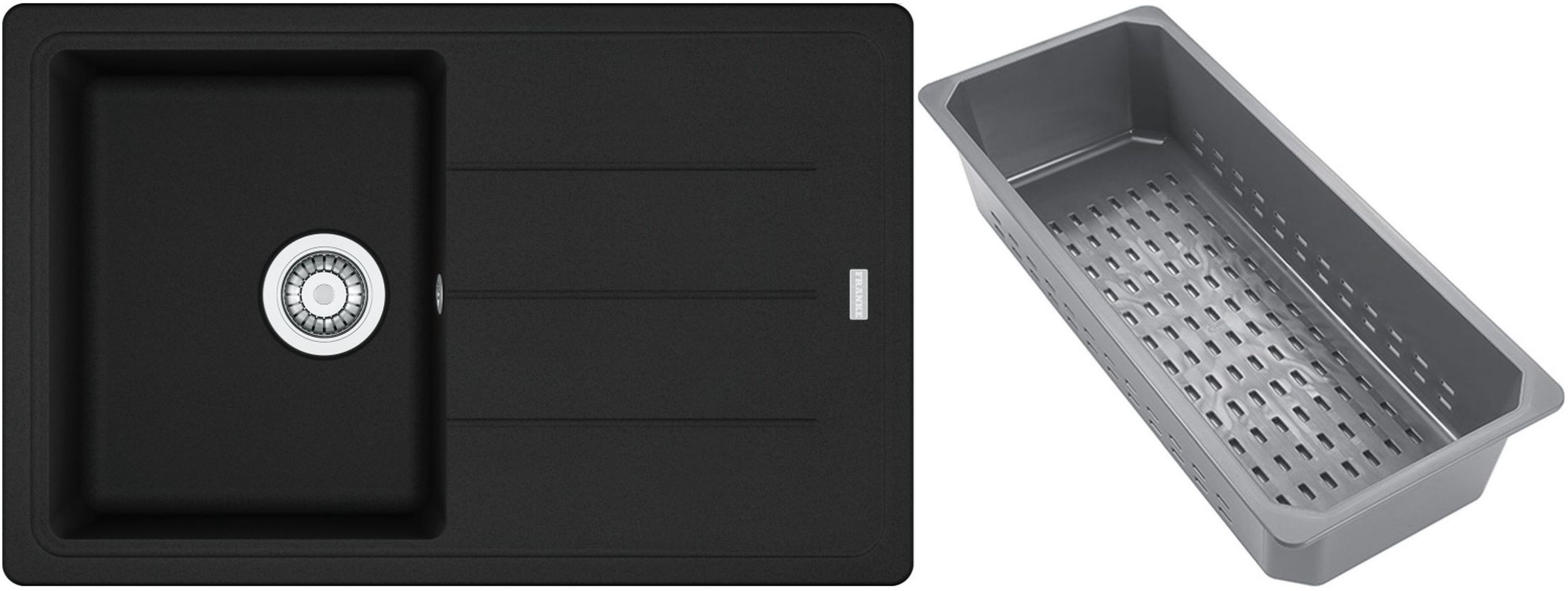 Franke Basis fregadero de granito con bandeja escurridora 78x50 cm negro 114.0741.963
