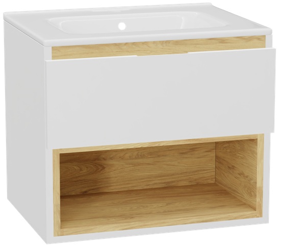 Conjunto estructura de armario Excellent Tuto 2.0 MLEX.2171.600.WHBL, lavabo Excellent Pik CEEX.6517.600.WH, MLEX.2151.600.01.WH