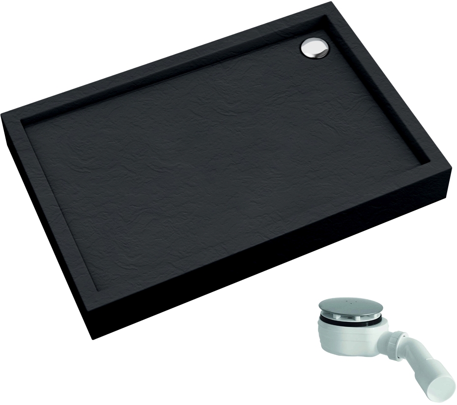 Schedline Favory Plus Black Stone plato de ducha rectangular con sifón 120x90 cm negro 3ST.F1P-90120/C/ST