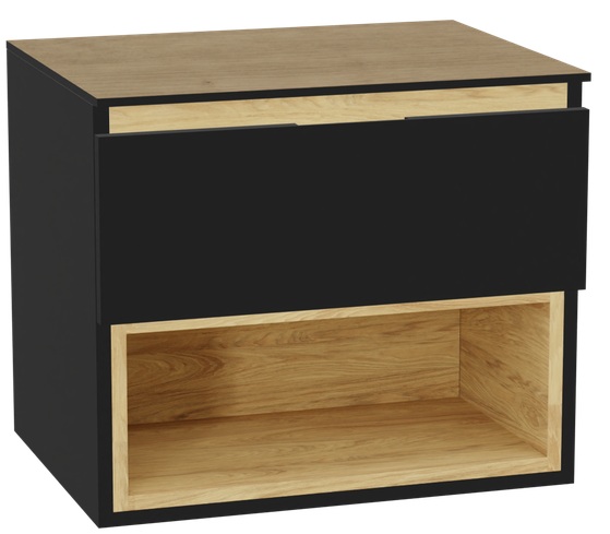 Conjunto estructura de armario Excellent Tuto 2.0 MLEX.2171.600.BKBL, encimera sobre armario Excellent Tuto 2.0 MLEX.2116.600.BL, MLEX.2151.600.01.BK