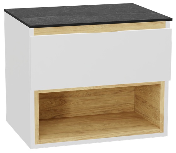 Conjunto estructura de armario Excellent Tuto 2.0 MLEX.2171.600.WHBL, encimera sobre armario Excellent Tuto 2.0 MLEX.2116.600.MA, MLEX.2151.600.01.WH