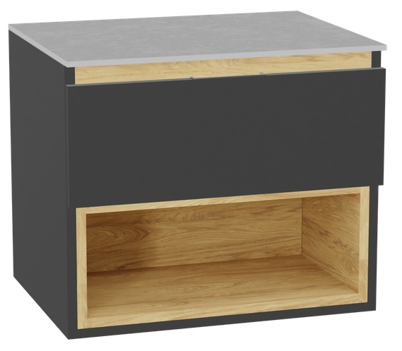 Conjunto estructura de armario Excellent Tuto 2.0 MLEX.2171.600.GRBL, encimera sobre armario Excellent Tuto 2.0 MLEX.2116.600.SJ, MLEX.2151.600.01.GR