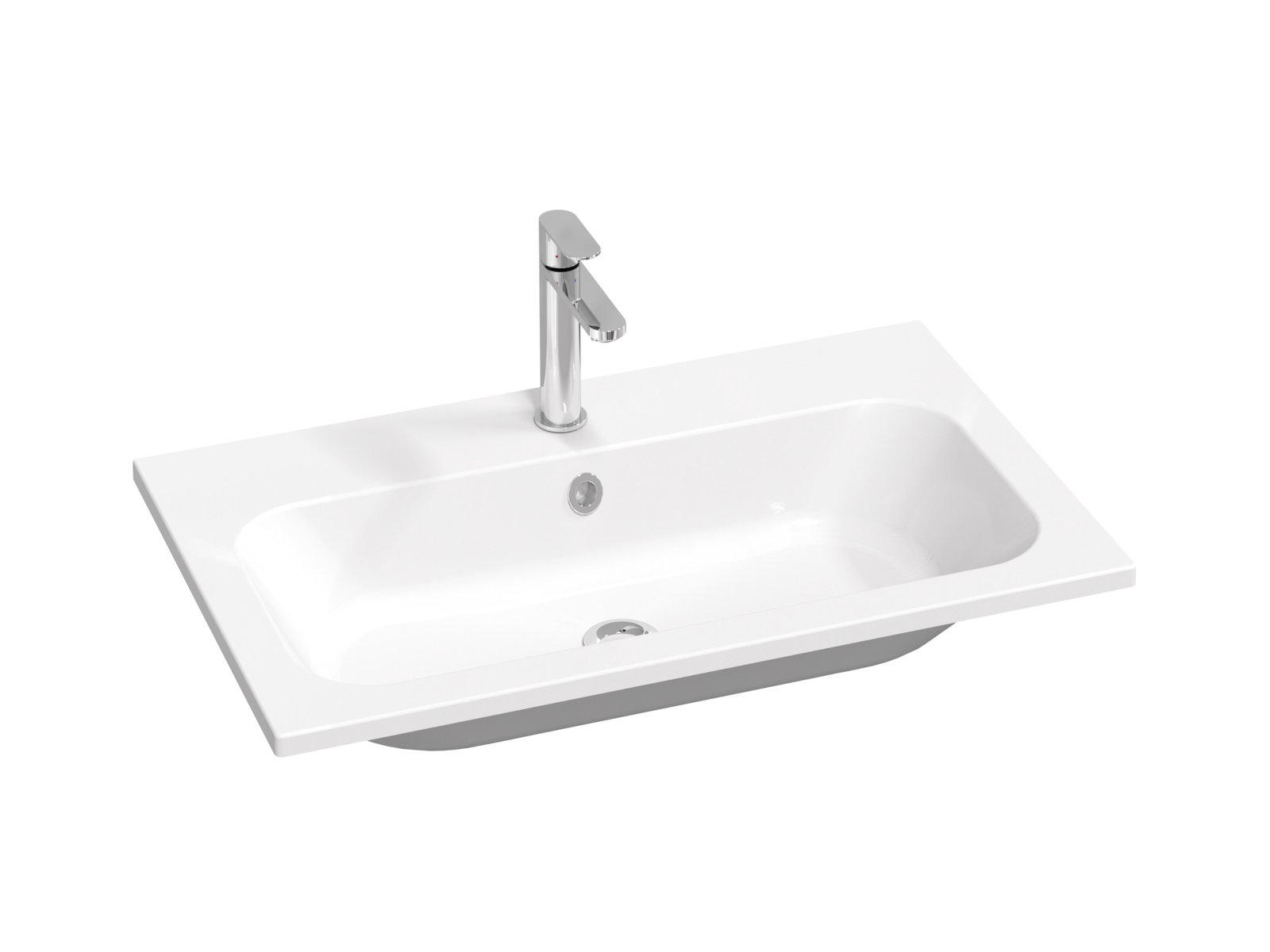 Ravak Chrome lavabo 80x49 cm rectangular para mueble blanco XJG01180001