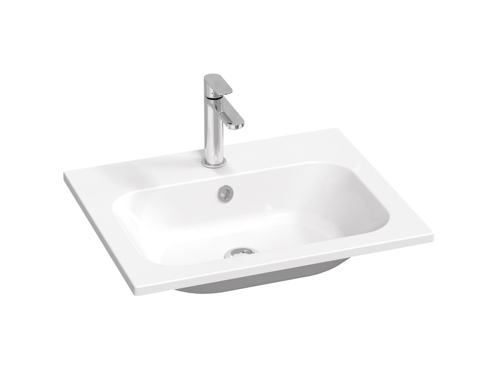 Ravak Chrome lavabo 60x49 cm rectangular para mueble blanco XJG01160001