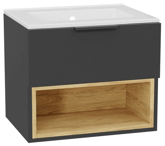 Conjunto estructura de armario Excellent Tuto 2.0 MLEX.2171.600.GRBL, lavabo Excellent As CEEX.3617.600.WH, MLEX.2151.600.02.GR