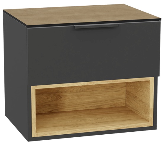 Conjunto estructura de armario Excellent Tuto 2.0 MLEX.2171.600.GRBL, encimera sobre armario Excellent Tuto 2.0 MLEX.2116.600.BL, MLEX.2151.600.02.GR