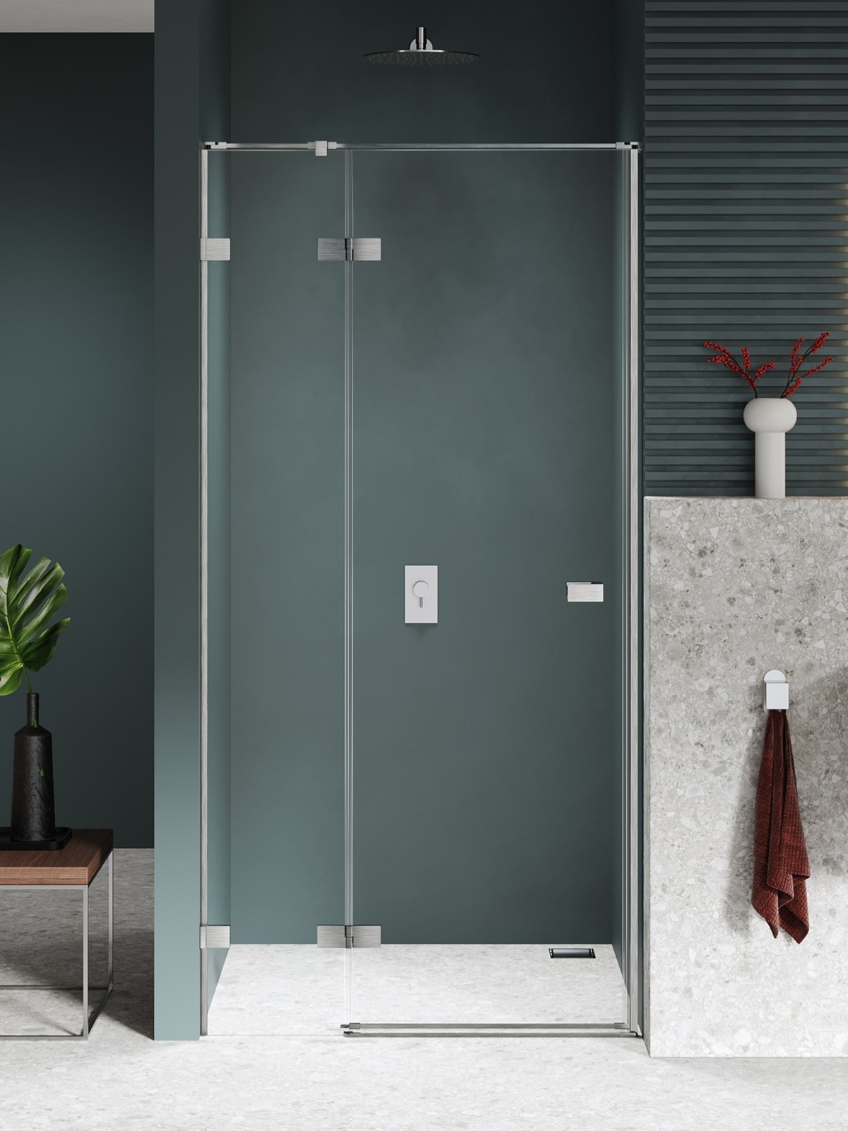 New Trendy Avexa Nickel Brushed puerta de ducha 120 cm oscilante níquel cepillado/vidrio transparente EXK-8465