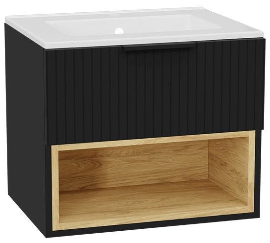 Conjunto estructura de armario Excellent Tuto 2.0 MLEX.2171.600.BKBL, lavabo Excellent As CEEX.3617.600.WH, MLEX.2151.600.03.BK