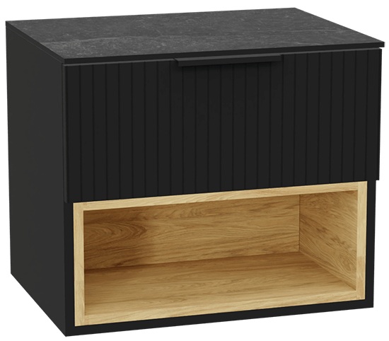 Conjunto estructura de armario Excellent Tuto 2.0 MLEX.2171.600.BKBL, encimera sobre armario Excellent Tuto 2.0 MLEX.2116.600.MA, MLEX.2151.600.03.BK