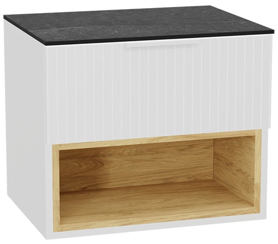 Conjunto estructura de armario Excellent Tuto 2.0 MLEX.2171.600.WHBL, encimera sobre armario Excellent Tuto 2.0 MLEX.2116.600.MA, MLEX.2151.600.03.WH