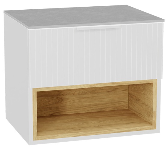 Conjunto estructura de armario Excellent Tuto 2.0 MLEX.2171.600.WHBL, encimera sobre armario Excellent Tuto 2.0 MLEX.2116.600.SJ, MLEX.2151.600.03.WH