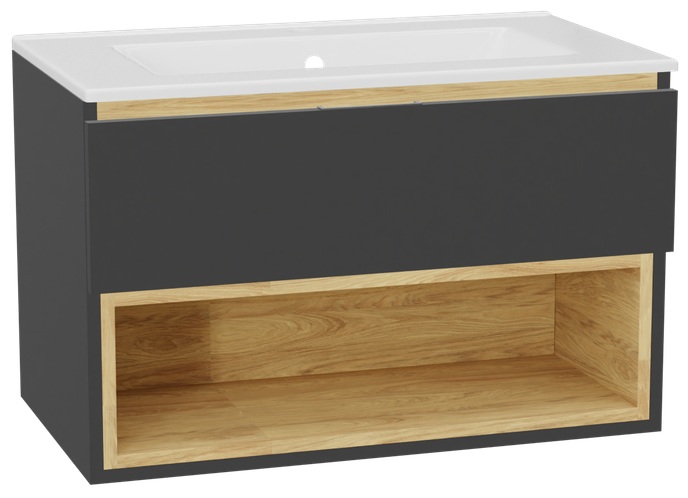 Conjunto estructura de armario Excellent Tuto 2.0 MLEX.2171.800.GRBL, lavabo Excellent As CEEX.3617.800.WH, MLEX.2151.800.01.GR