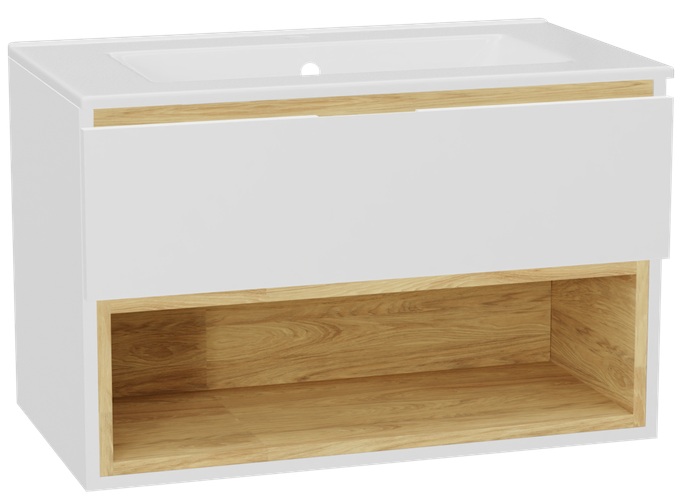 Conjunto estructura de armario Excellent Tuto 2.0 MLEX.2171.800.WHBL, lavabo Excellent As CEEX.3617.800.WH, MLEX.2151.800.01.WH