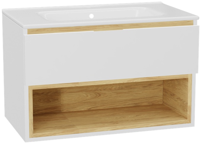 Conjunto estructura de armario Excellent Tuto 2.0 MLEX.2171.800.WHBL, lavabo Excellent Pik CEEX.6517.800.WH, MLEX.2151.800.01.WH