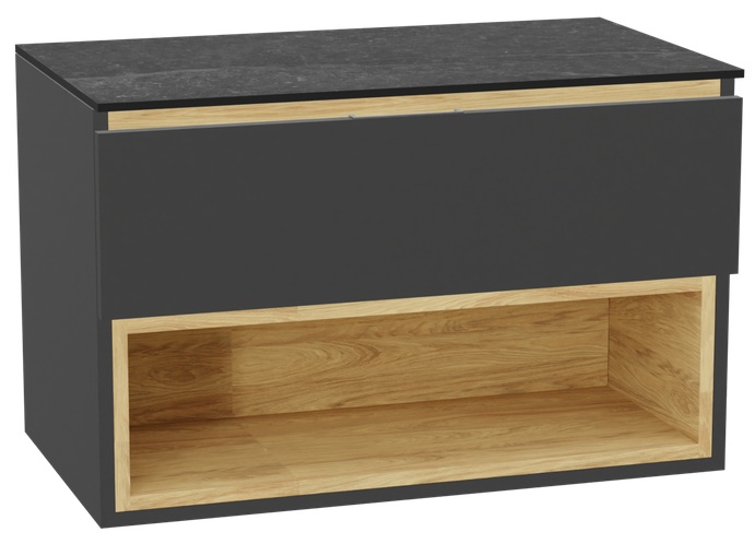 Conjunto estructura de armario Excellent Tuto 2.0 MLEX.2171.800.GRBL, encimera sobre armario Excellent Tuto 2.0 MLEX.2116.800.MA, MLEX.2151.800.01.GR