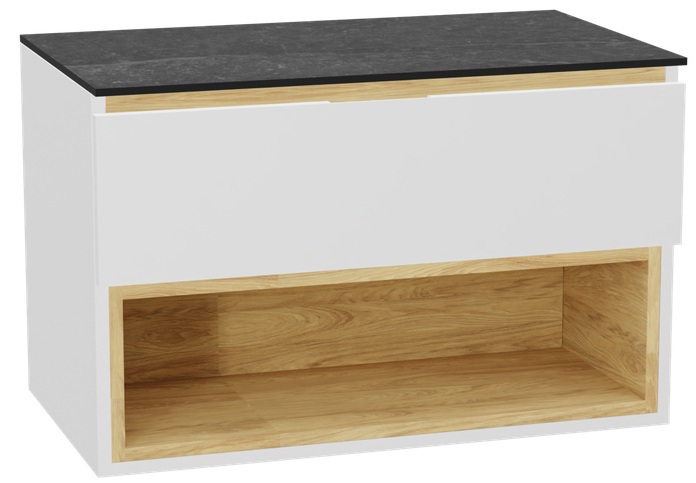 Conjunto estructura de armario Excellent Tuto 2.0 MLEX.2171.800.WHBL, encimera sobre armario Excellent Tuto 2.0 MLEX.2116.800.MA, MLEX.2151.800.01.WH