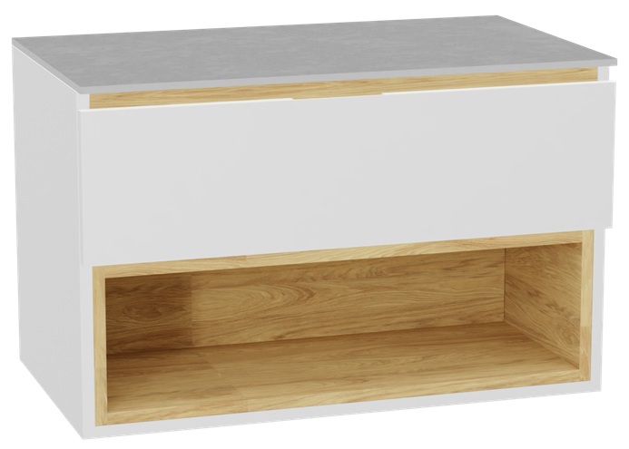 Conjunto estructura de armario Excellent Tuto 2.0 MLEX.2171.800.WHBL, encimera sobre armario Excellent Tuto 2.0 MLEX.2116.800.SJ, MLEX.2151.800.01.WH