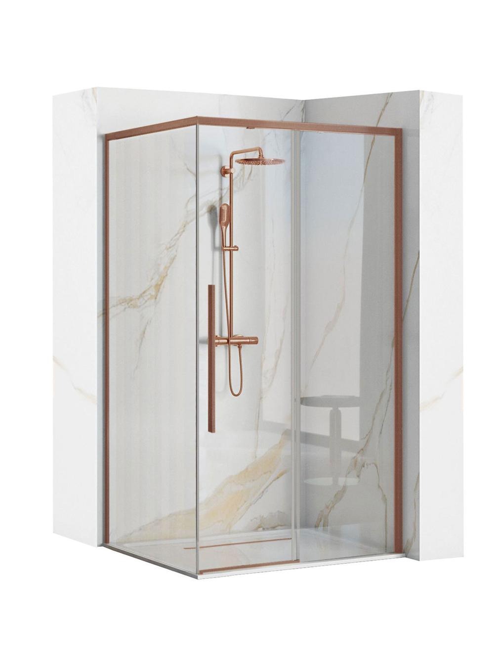 Rea Solar Brush Copper cabina de ducha 90x90 cm cuadrada cobre mate/vidrio transparente REA-K9512