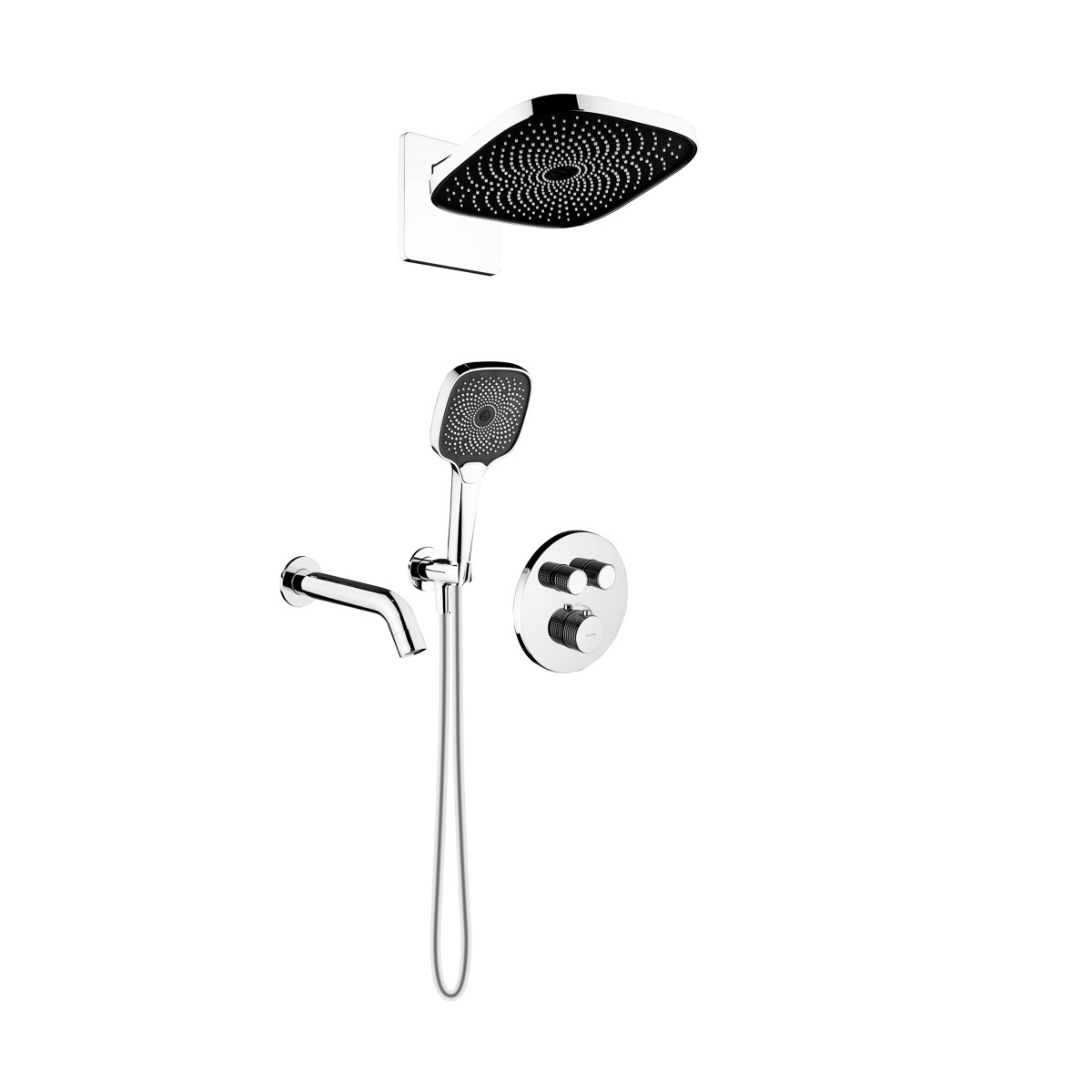 Conjunto grifo de bañera y ducha Oltens Katla 34600100, ducha con efecto lluvia Oltens Vann 37008100, 39403100, 39100100, 37108100, 39304100, 37200100