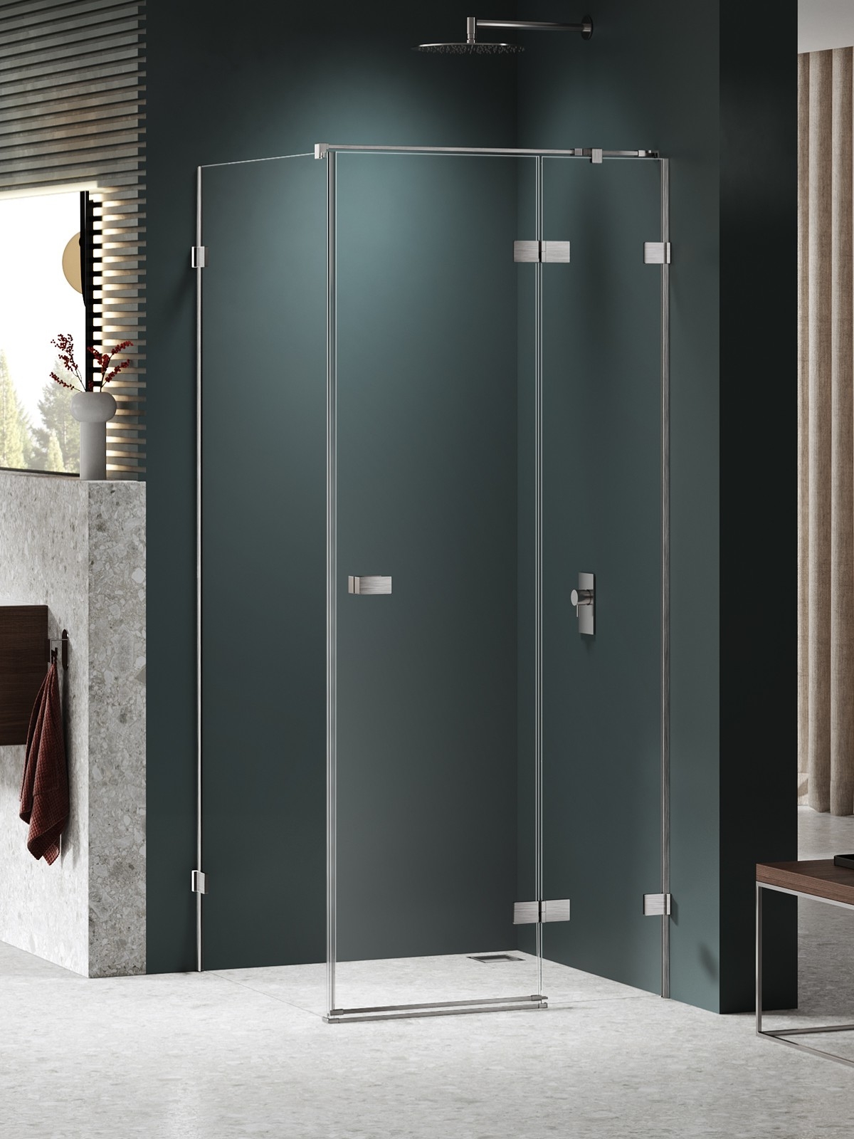 New Trendy Avexa Nickel Brushed cabina de ducha 120x120 cm cuadrada cepillado/vidrio transparente EXK-8530