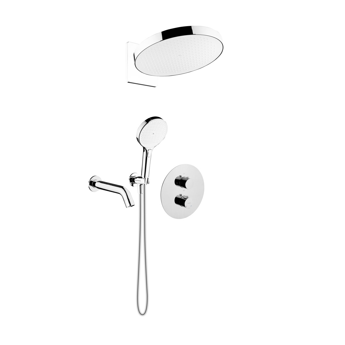 Conjunto grifo de bañera y ducha Oltens Katla 34600100, ducha con efecto lluvia Oltens Regna 37009100, 39403100, 39100100, 37109100, 39304100, 37200100