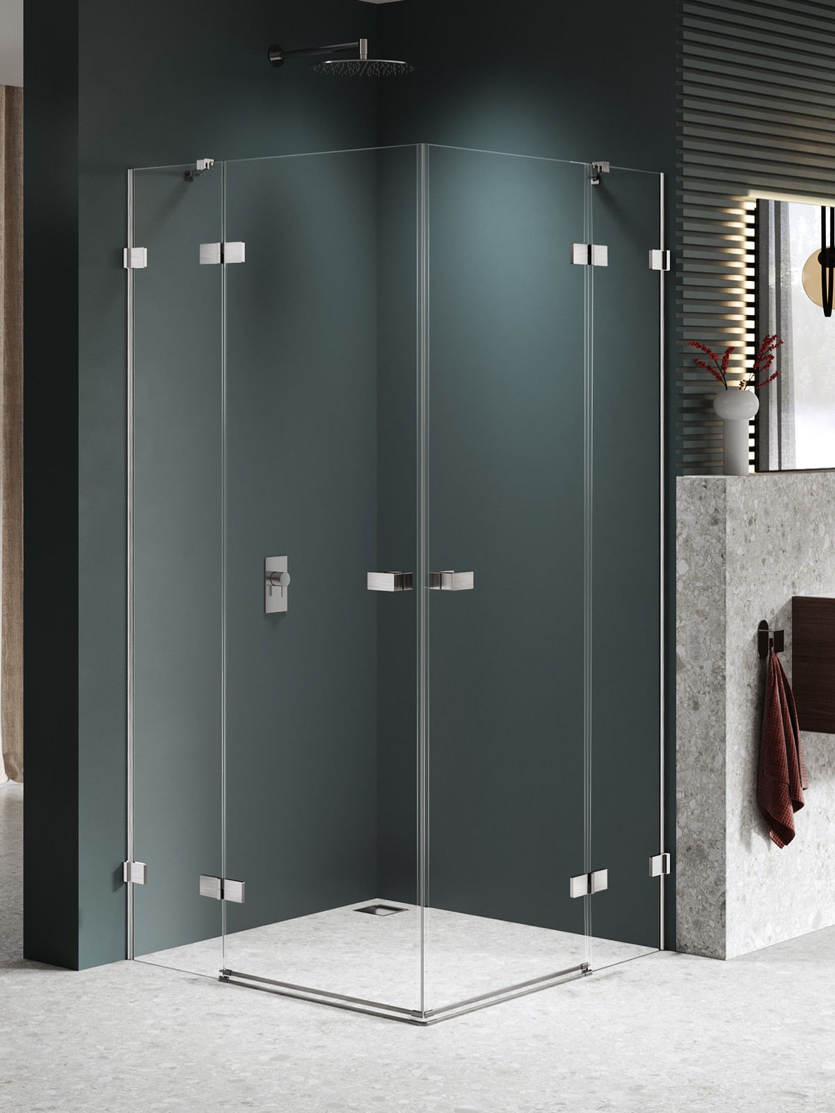 New Trendy Avexa Nickel Brushed cabina de ducha 90x80 cm cuadrada níquel cepillado/vidrio transparente EXK-8537