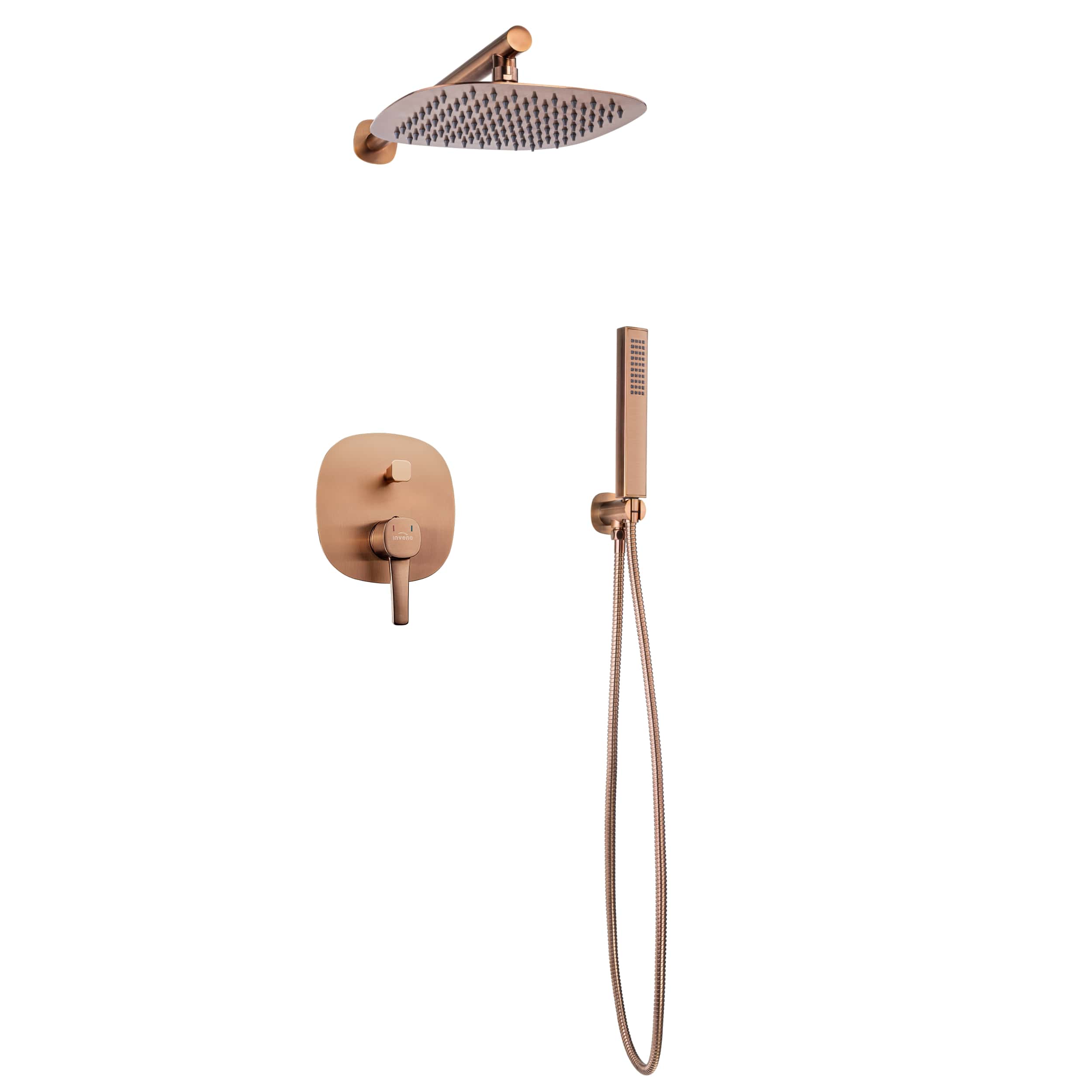 Invena Glamour conjunto de ducha empotrado con rociador con efecto lluvia cobre BS-02-014