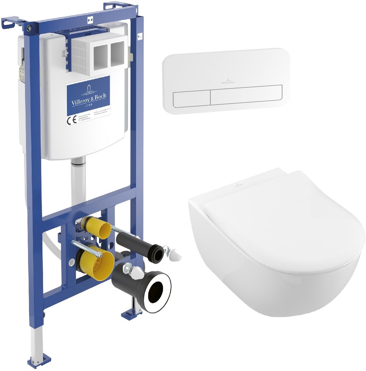 Conjunto conjunto Combi-Pack con tapa Villeroy & Boch Subway 2.0 5614R201, marco empotrado Villeroy & Boch ViConnect 92242700, 92249068