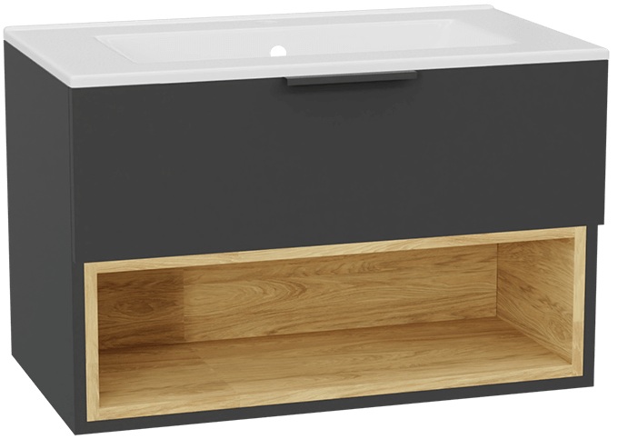 Conjunto estructura de armario Excellent Tuto 2.0 MLEX.2171.800.GRBL, lavabo Excellent As CEEX.3617.800.WH, MLEX.2151.800.02.GR