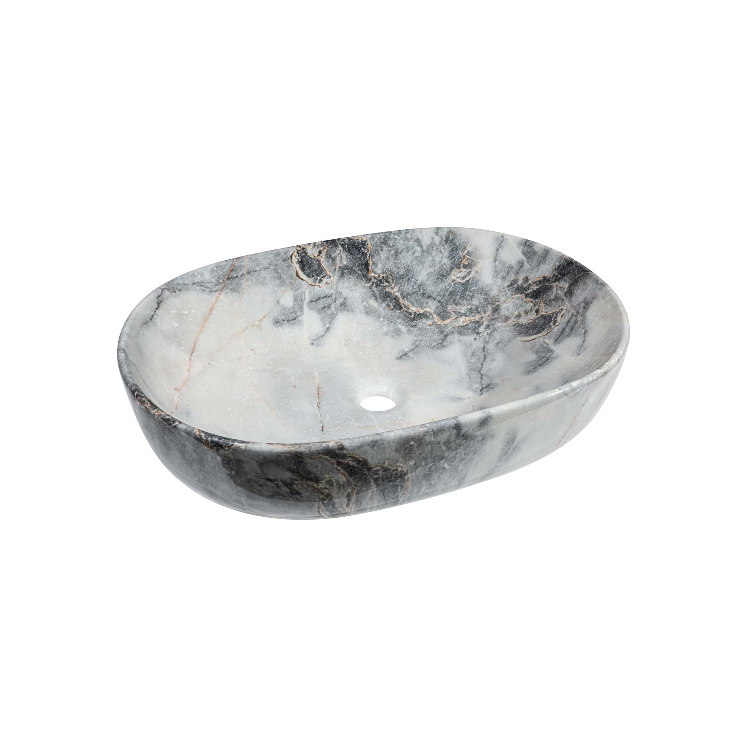 Invena Korfu lavabo 60x42 cm oval sobre encimera gris/piedra-azul CE-34-722