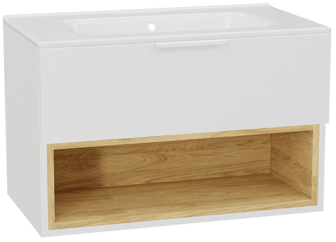 Conjunto estructura de armario Excellent Tuto 2.0 MLEX.2171.800.WHBL, lavabo Excellent Pik CEEX.6517.800.WH, MLEX.2151.800.02.WH
