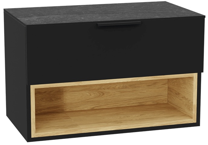 Conjunto estructura de armario Excellent Tuto 2.0 MLEX.2171.800.BKBL, encimera sobre armario Excellent Tuto 2.0 MLEX.2116.800.MA, MLEX.2151.800.02.BK