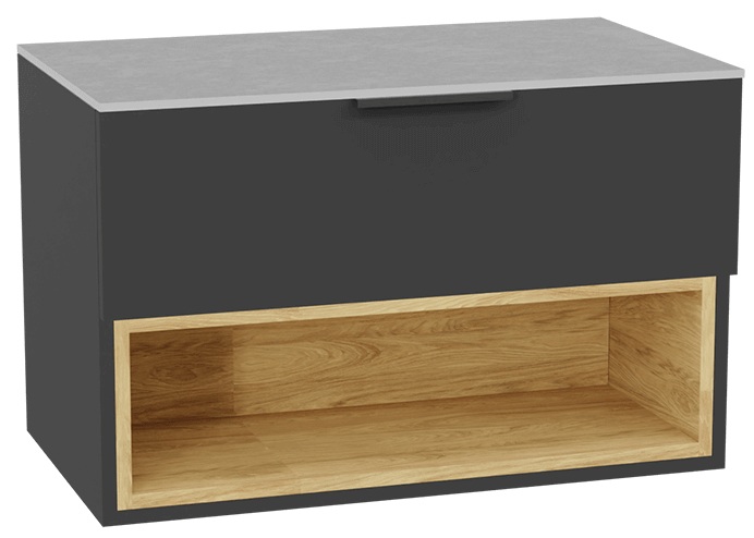 Conjunto estructura de armario Excellent Tuto 2.0 MLEX.2171.800.GRBL, encimera sobre armario Excellent Tuto 2.0 MLEX.2116.800.SJ, MLEX.2151.800.02.GR