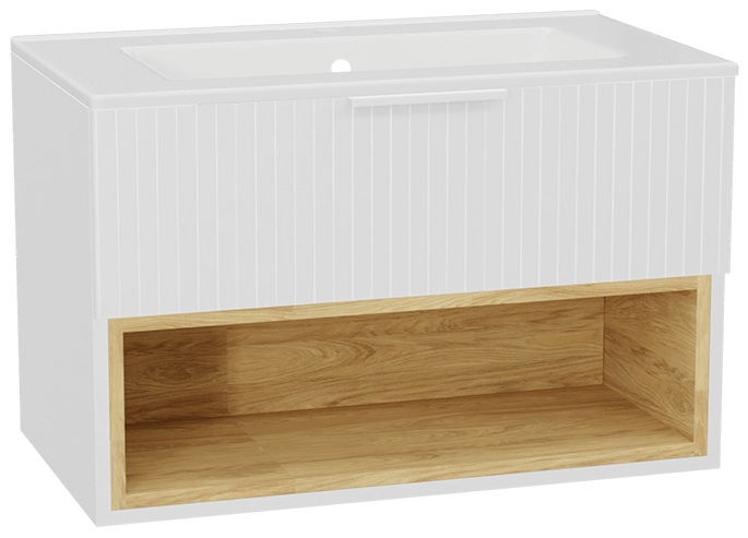 Conjunto estructura de armario Excellent Tuto 2.0 MLEX.2171.800.WHBL, lavabo Excellent As CEEX.3617.800.WH, MLEX.2151.800.03.WH