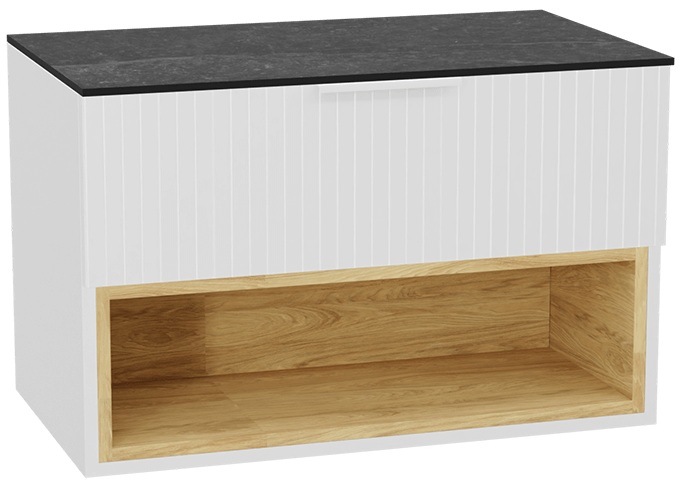 Conjunto estructura de armario Excellent Tuto 2.0 MLEX.2171.800.WHBL, encimera sobre armario Excellent Tuto 2.0 MLEX.2116.800.MA, MLEX.2151.800.03.WH