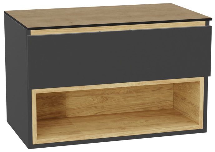 Conjunto estructura de armario Excellent Tuto 2.0 MLEX.2171.800.GRBL, encimera sobre armario Excellent Tuto 2.0 MLEX.2116.800.BL, MLEX.2151.800.01.GR