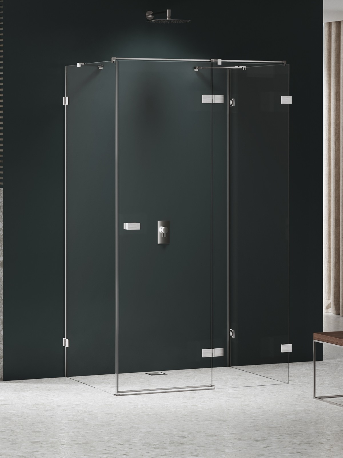 New Trendy Avexa Nickel Brushed cabina de ducha 120x80 cm rectangular cepillado/vidrio transparente EXK-8599