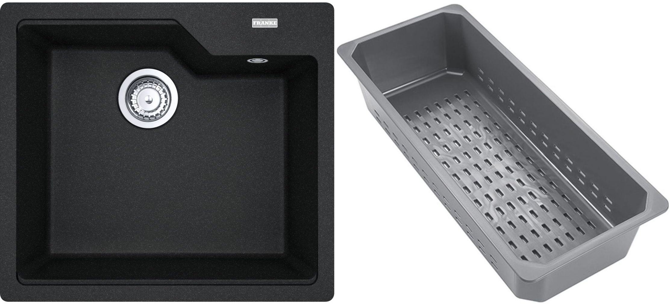 Franke Urban fregadero de granito con bandeja escurridora 56x50 cm negro 114.0741.981