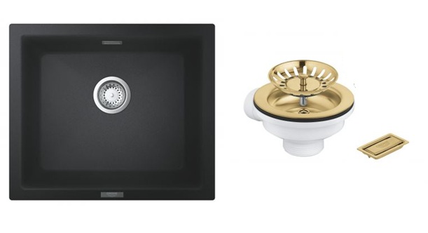 Conjunto fregadero de granito Grohe K700 31654AP0, conjunto de desagüe Grohe 40997GN0