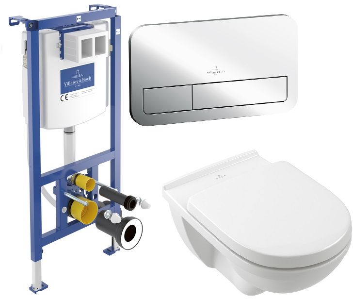 Conjunto marco empotrado Villeroy & Boch ViConnect 92242700, conjunto Combi-Pack con tapa Villeroy & Boch O.Novo 5660H101, 92249061