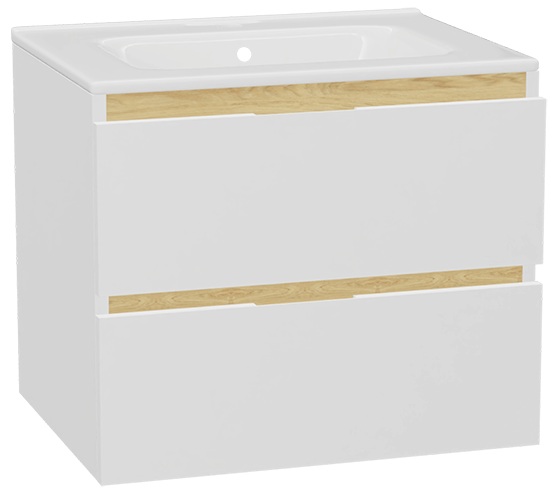 Conjunto estructura de armario Excellent Tuto 2.0 MLEX.2172.600.WHBL, lavabo Excellent Pik CEEX.6517.600.WH, MLEX.2151.600.01.WH