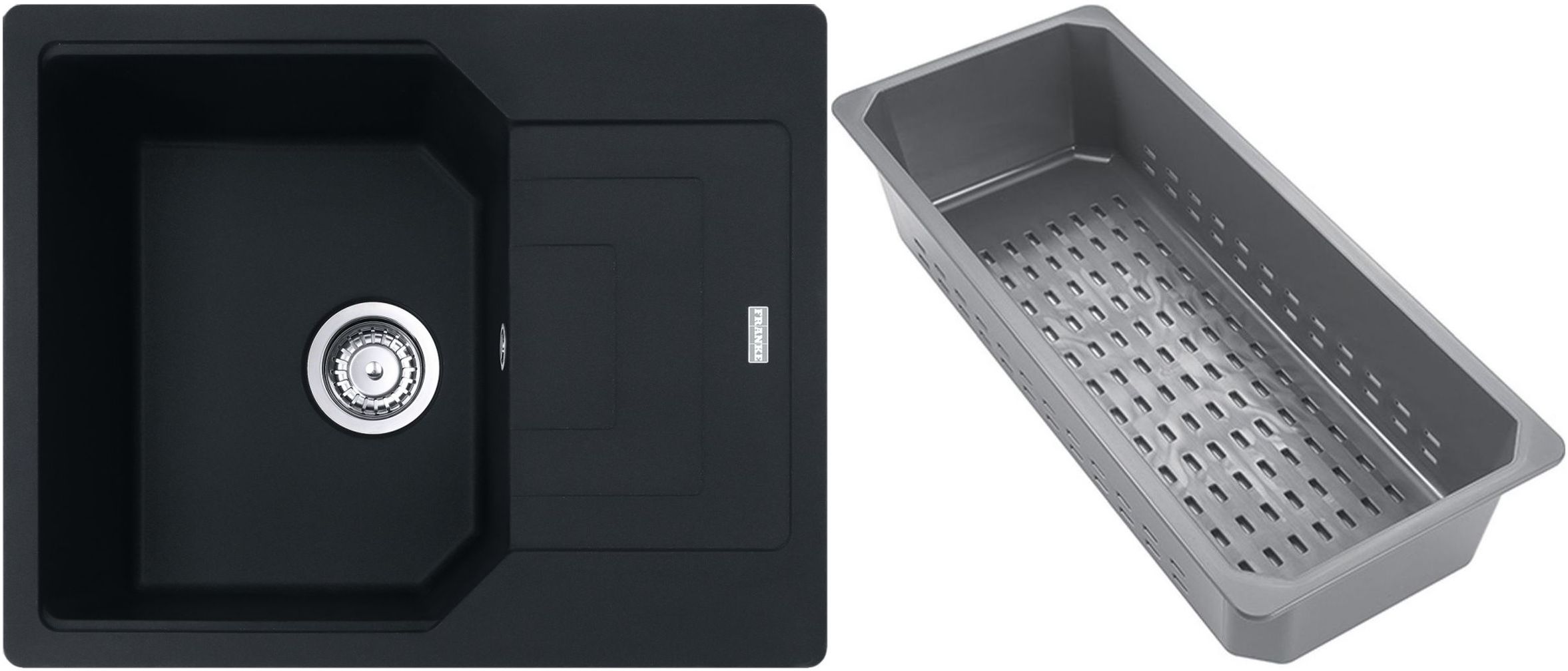 Franke Urban fregadero de granito con bandeja escurridora 62x50 cm negro 114.0741.986