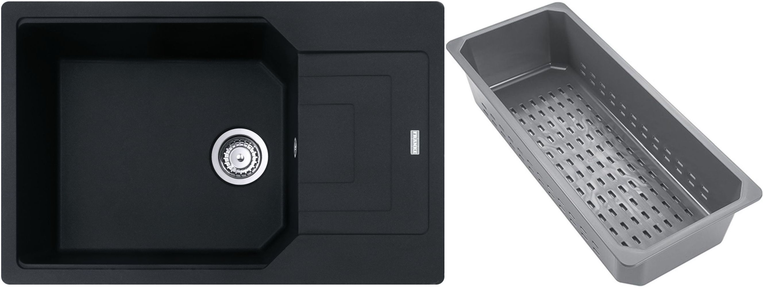 Franke Urban fregadero de granito con bandeja escurridora 78x50 cm negro 114.0741.990