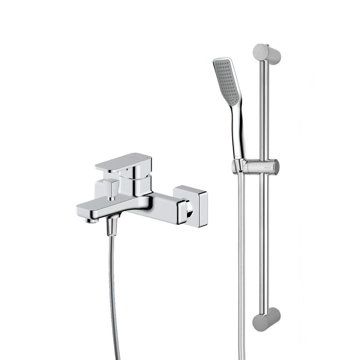 Conjunto grifo de bañera y ducha Oltens Hadsel 34006100, barra de ducha Oltens Alling 37300100, 37200100, 37111100
