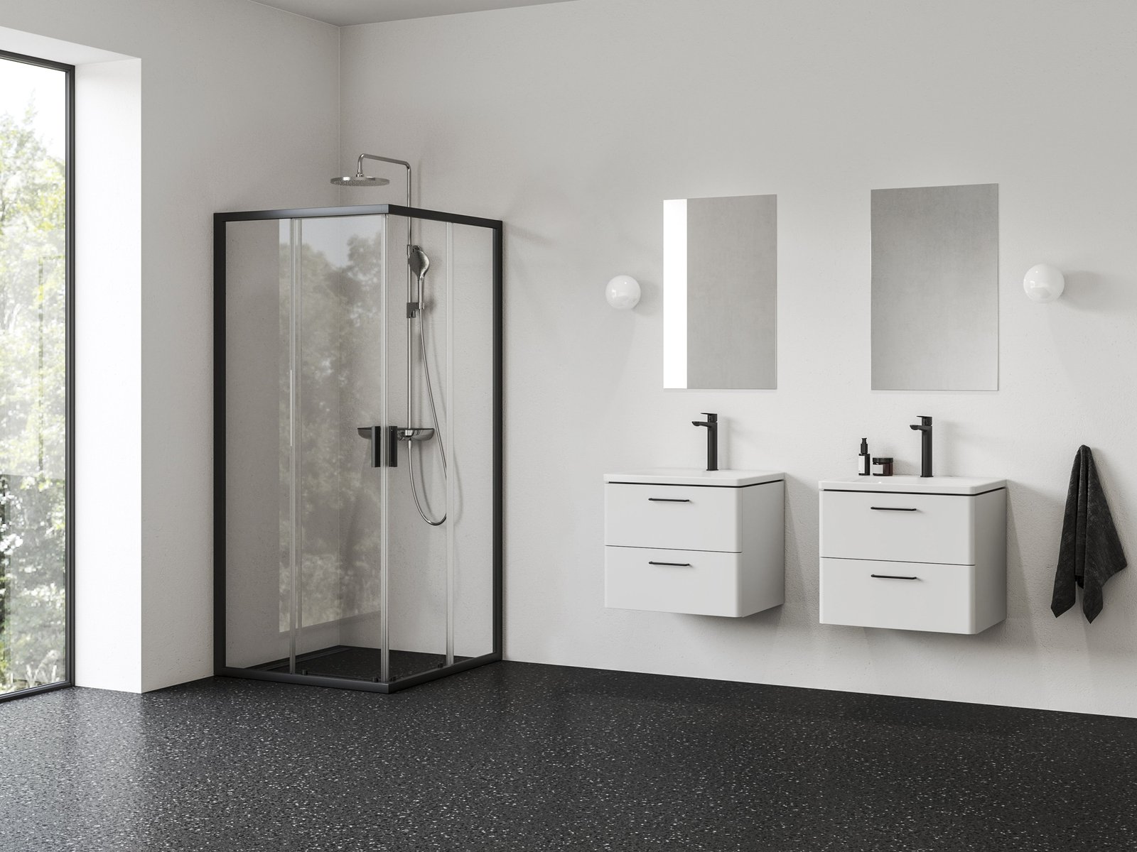 Ravak Blix II cabina de ducha 80x80 cm cuadrada negro mate/vidrio transparente 1LM40300Z1