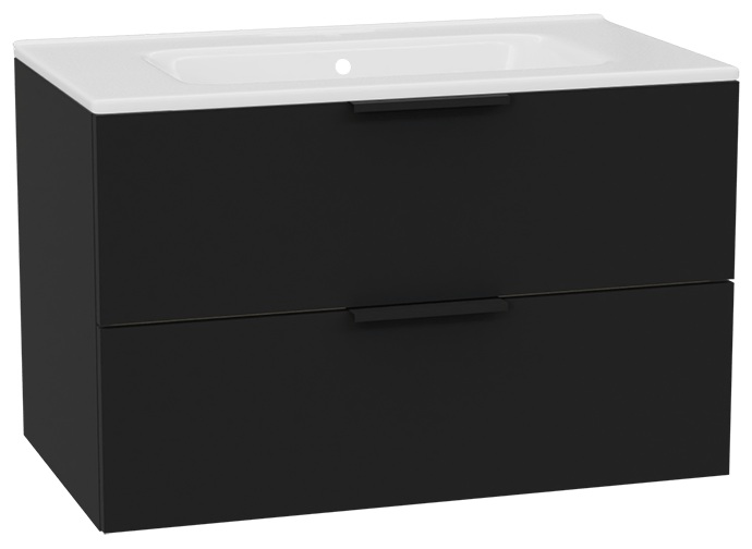 Conjunto estructura de armario Excellent Tuto 2.0 MLEX.2172.800.BKBL, lavabo Excellent Pik CEEX.6517.800.WH, MLEX.2151.800.02.BK